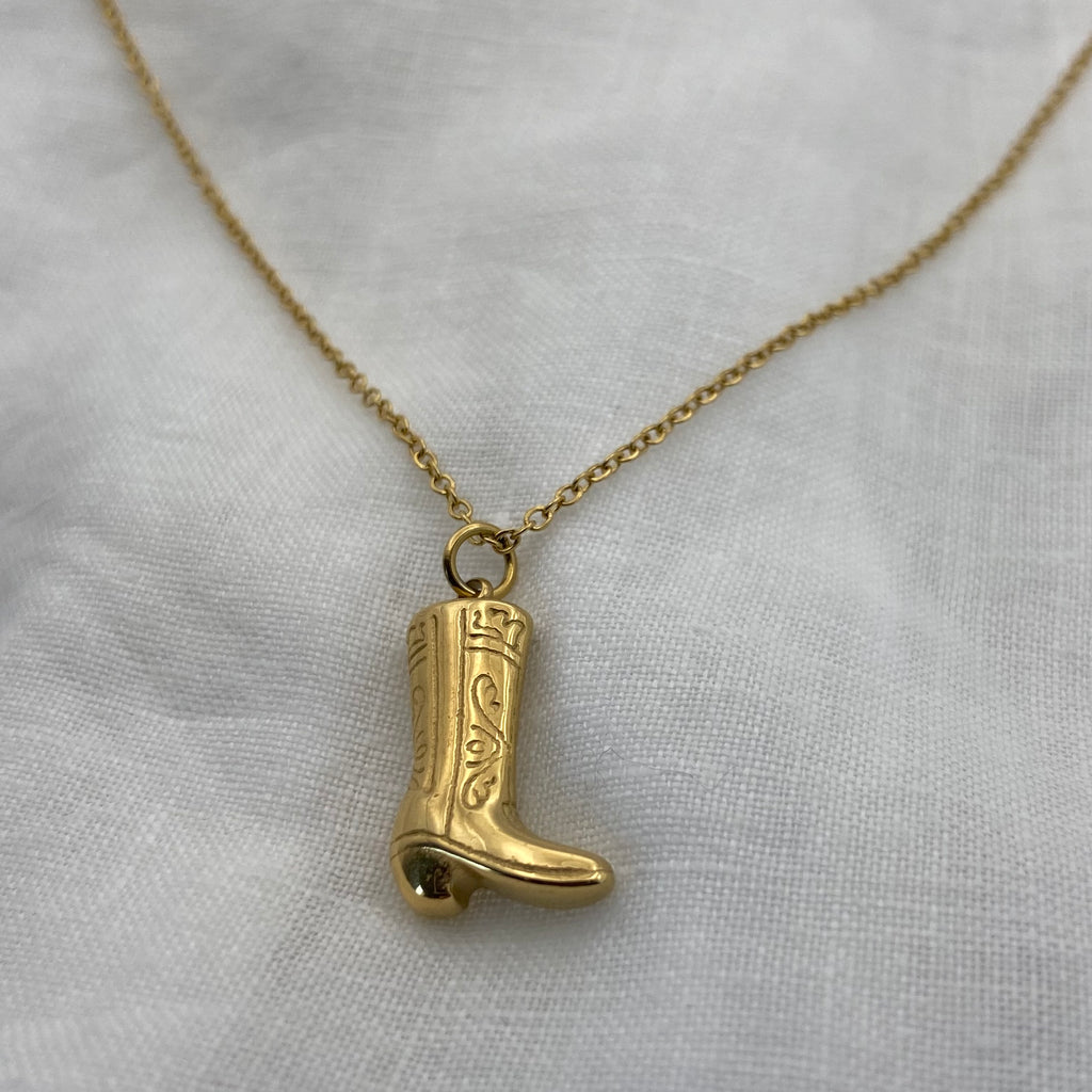 Gold Plated Cowboy Boot Necklace
