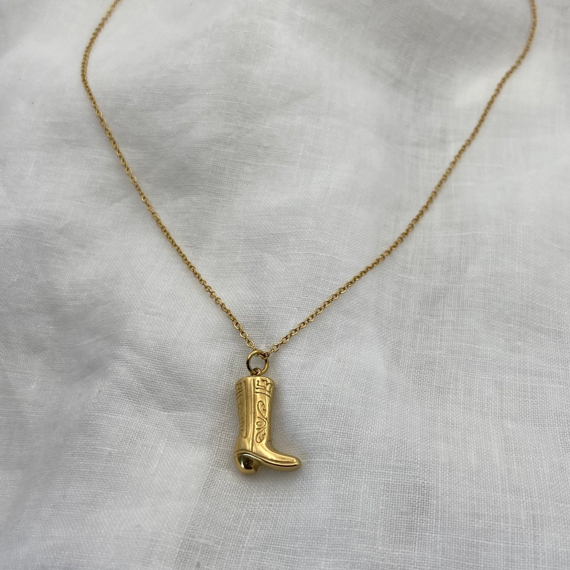 Gold Plated Cowboy Boot Necklace