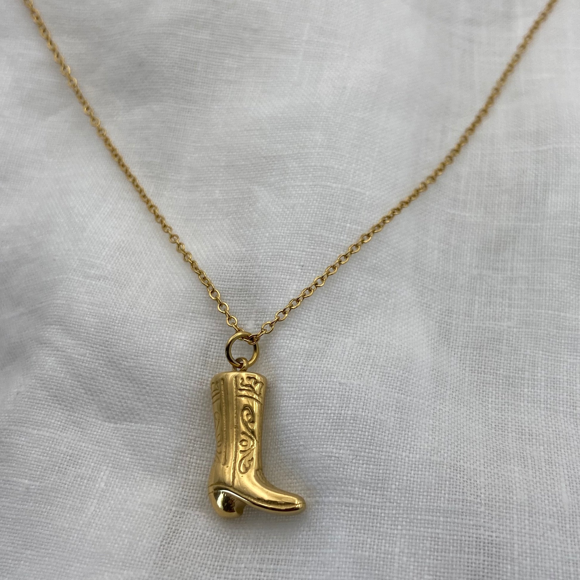 Gold Plated Cowboy Boot Necklace