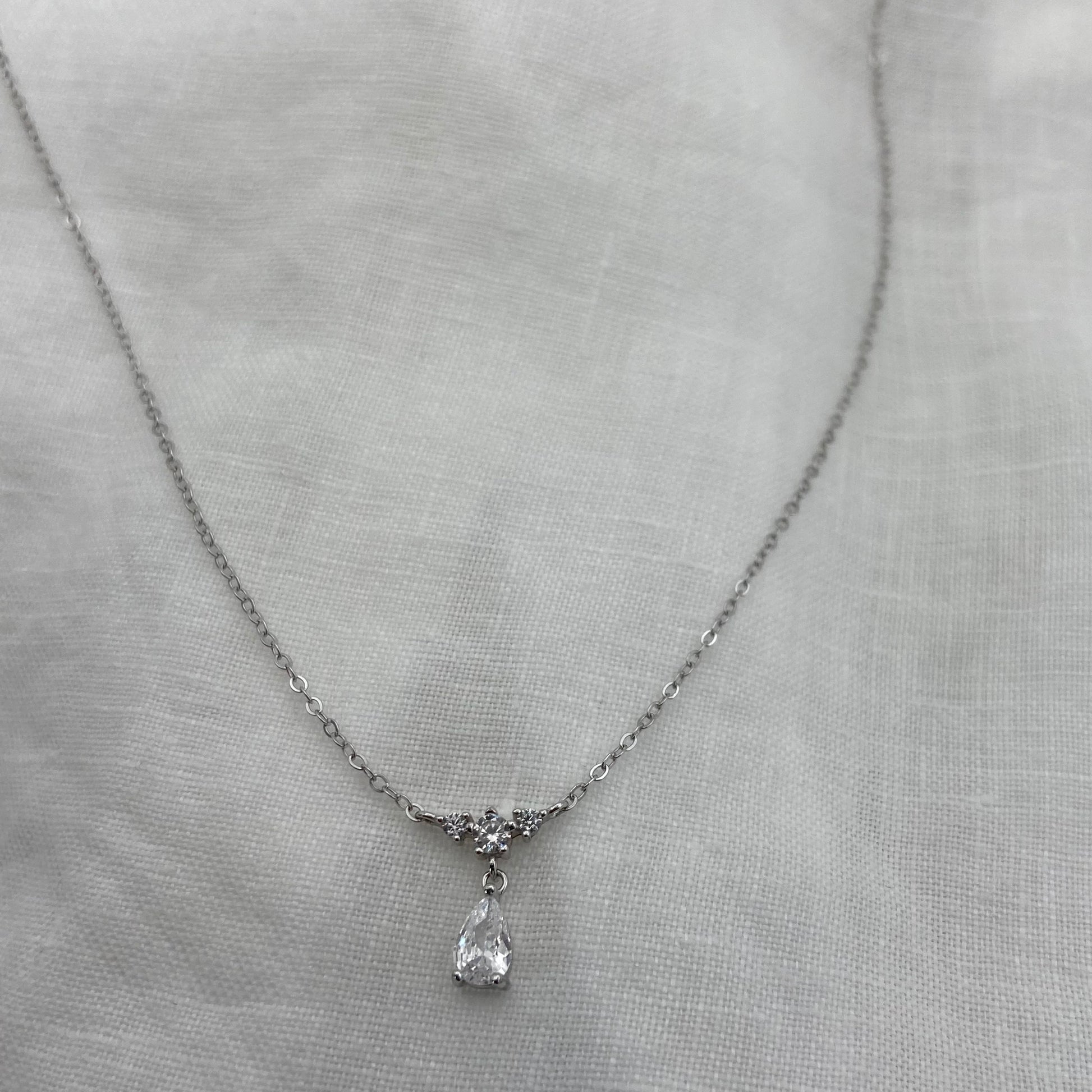 Water Droplet Zircon Necklace
