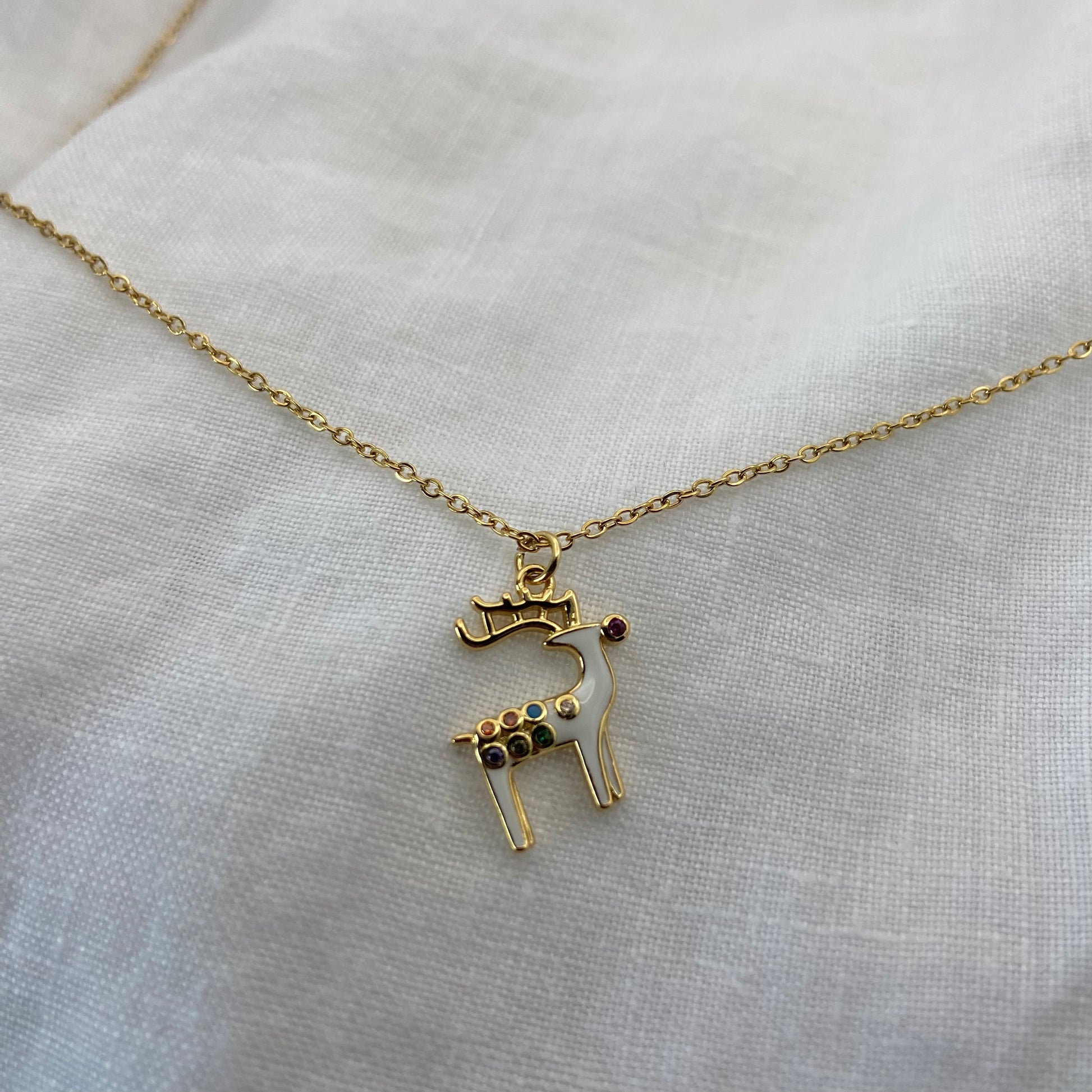 Cute Deer Zircon Necklace