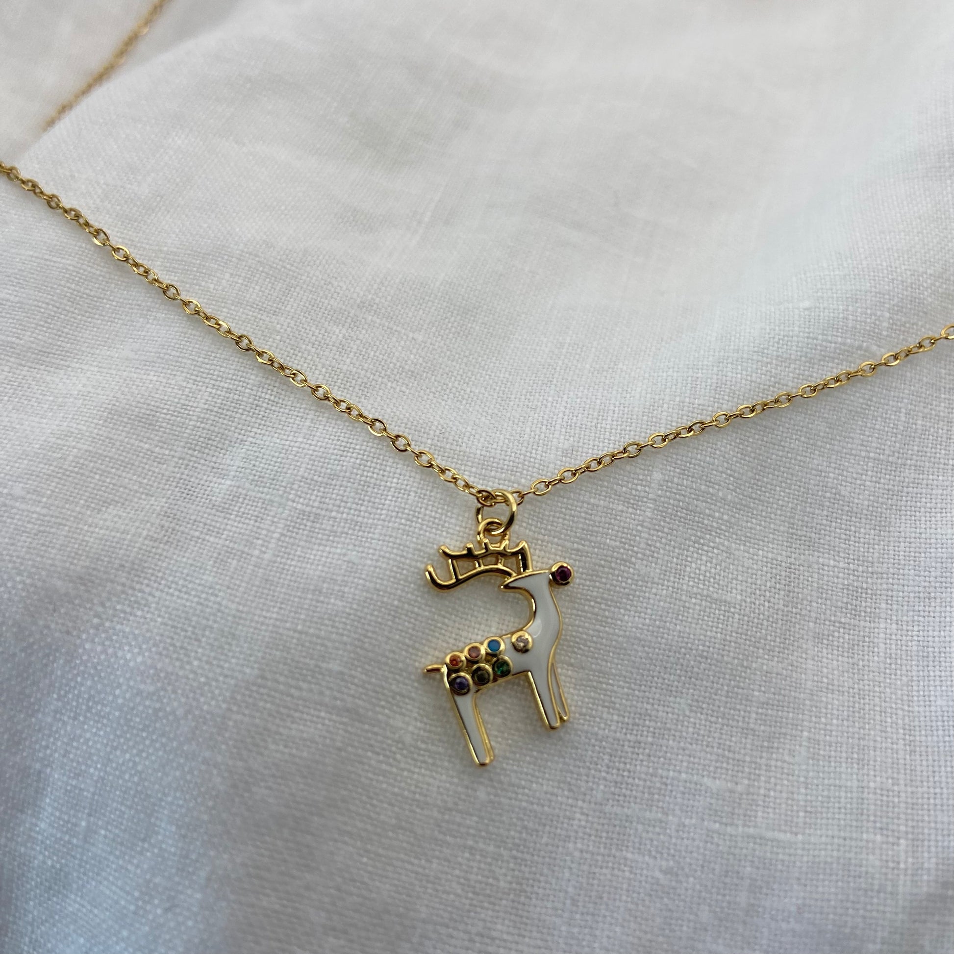 Cute Deer Zircon Necklace