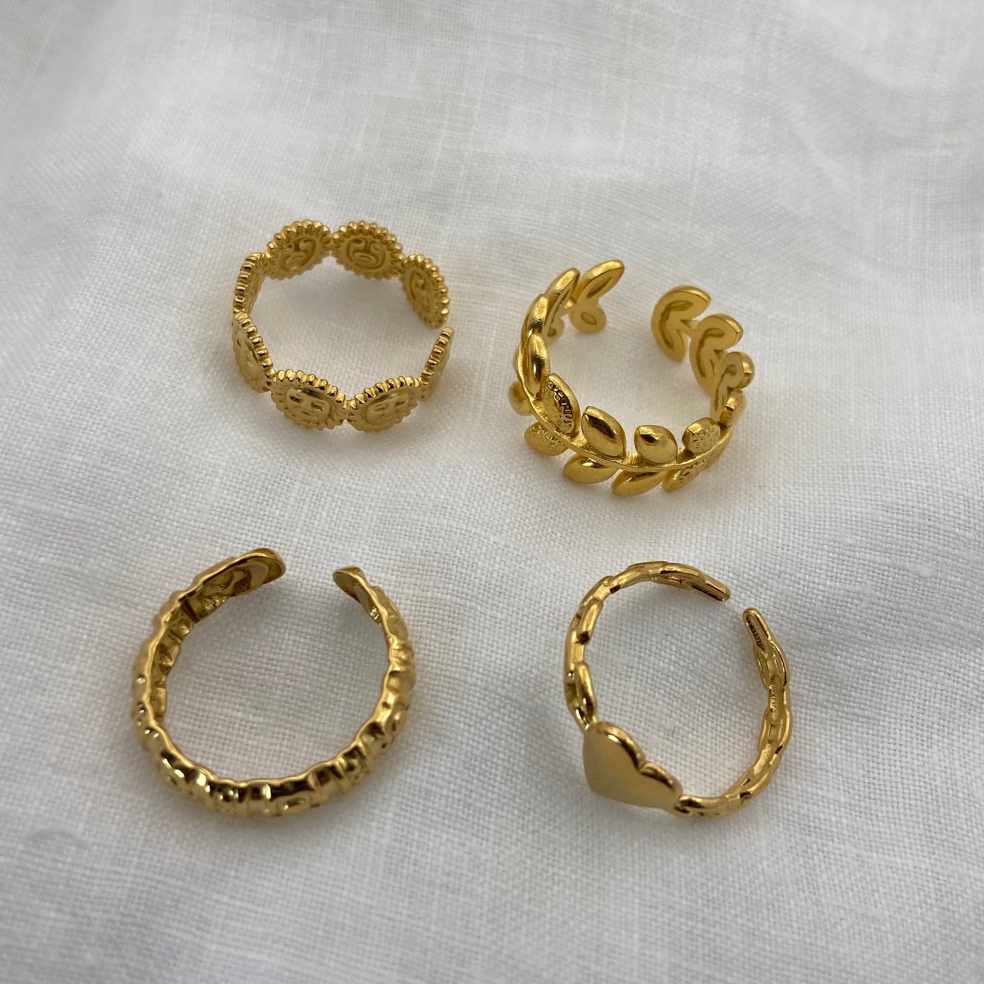 4 Cool Rings (Sun, Flower, Leaf, Heart)