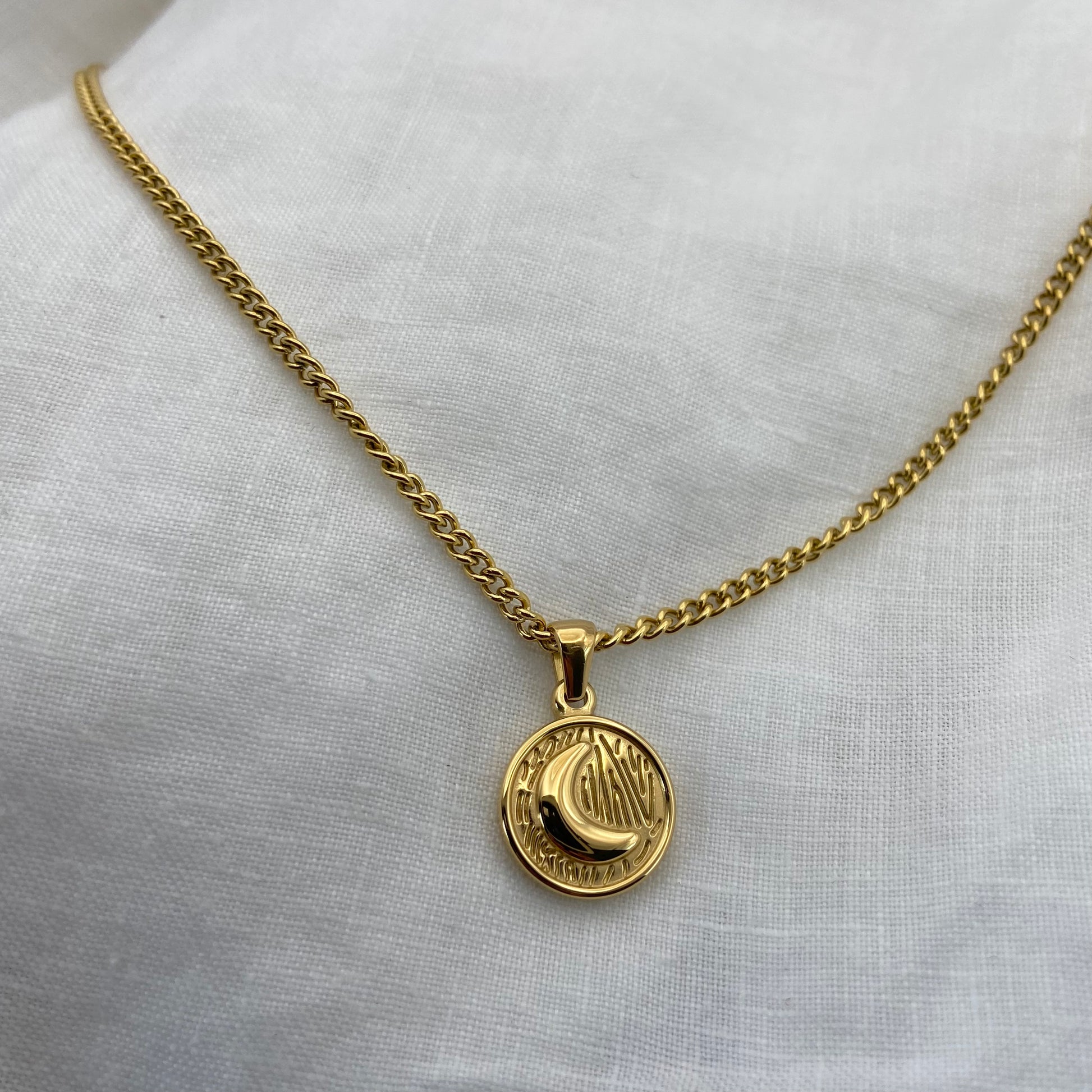 Gold Plated Sun - Moon Stainless Steel Necklace