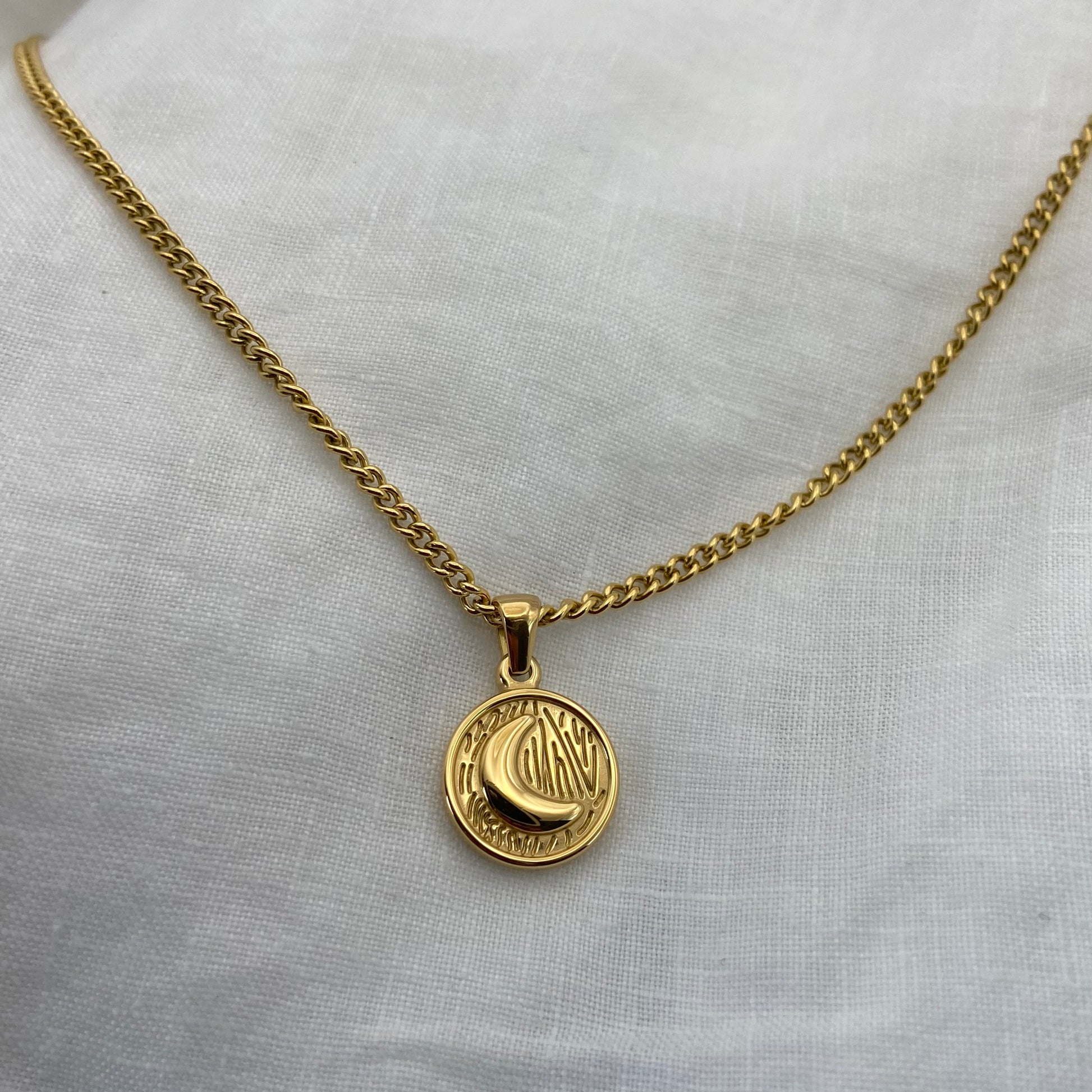 Gold Plated Sun - Moon Stainless Steel Necklace
