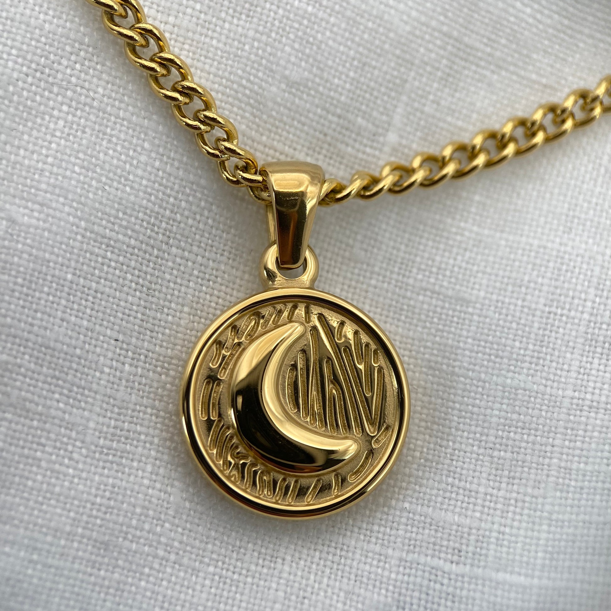 Gold Plated Sun - Moon Stainless Steel Necklace